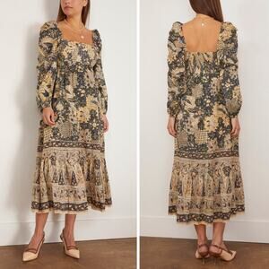 ULLA JOHNSON Natilda Puff Sleeve Midi Dress in Bellflower Size 8